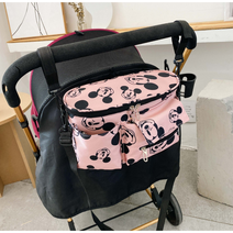 강아지 애견 유모차 정리함 보관함 산책 보조 가방 크로스 숄더 백 개모차 중형견 소형견 대형견 귀여운 노견 바구니, 핑크