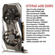 그래픽카드 비디오카드 최신 gtx 960 950 750ti 650ti 550ti tarjeta grafica 1g1.5g2g3g4g6g8g 128bit ddr5 게임용 (팬, 협력사, gtx960 4기가 d5