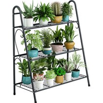베란다 화분정리대 사다리 진열대 철제 화분받침대 베란다 화분선반 신발장 다용도 수납 선반 계단식 진열대 다육이 선반 스탠드 거치대 3단 블랙