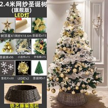 크리스마스 트리 1.8m 성탄트리 성탄절 산타 눈꽃 인테리어 소품 트리장식 풀세트, N. 2.4m 메쉬 패키지(플래그십) 조명 + 등나무