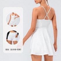 테니스연습기 테니스볼머신 테니스용품 여자 테니스 드레스 슬링 빠른 건조 통기성 골프 요가 스포츠, White+XXL