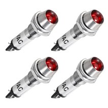 uxcell 신호등 인디케이터 라이트 인디케이터 라이트 AC 110V 전구 레드 금속 쉘 패널 마운트 8mm 4개들이