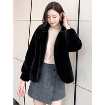 모피코트 캐주얼 인조 모피 면 패딩 숏 코트 및 재킷 여성용 턴다운 칼라 두꺼운 겨울