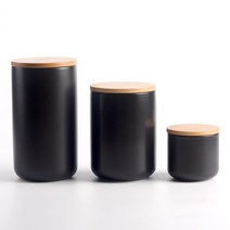 [커빙] 커피원두보관 도자기 밀폐용기 블랙 3종 세트 카페파우더통, COVING 도자기밀폐용기 블랙3종