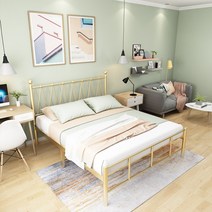 북유럽 철제 침대 프레임 침대틀 조립식 싱글 더블 골드 신혼 공주