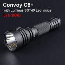 수중 랜턴 호송 C8 플러스 루미너스 SST40 강력한 LED 손전등 플래시 라이트 전술 토치 2000lm 캠핑 낚시 램프, 5000K+Silver+With 18650 batter