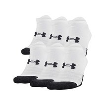 Under Armour 성인용 기능성 테크 노쇼 양말 여러 켤레 블랙 [관부가세 포함] 707332, White (6-pairs)