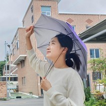 머리에 쓰는 우산모자 소형 퍼플 파라솔