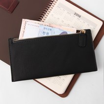 BUyuS장지갑 슬림 가죽 (블랙) 지퍼 라운드 남성굿딜 브이숍