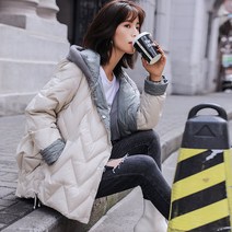 돌체비타샵 니트 후드 구스 패딩 자켓