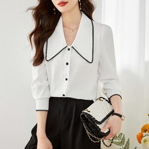빅터틀넥 긴팔 쉬폰 블라우스 여봄옷 날씬해 보이는 작은 셔츠 코디 느낌 봄 상의