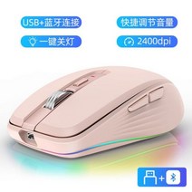 블루투스마우스 무소음 무선 게이밍 마우스 TigerCat M303 블루투스 듀얼 모드 충전식 마우스 데스크탑 노트북 E스포츠 게임 RGB 조명 10 개, Pink
