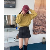 (MD PICK♥) 욜로 세미 크롭 카라 반집업 니트