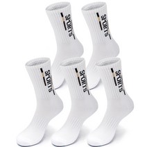 프레리 5켤레 두꺼운 쿠션 장목 스포츠 양말, 레터링_화이트 5켤레