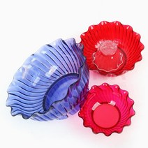 시리얼 과일화채 그릇 PC 튤립 예쁜 빙수볼 3개 디저트그릇 빙수용기, 중, 청색