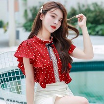 디아리스 여름 레드 리본 블라우스 8251