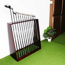 골프채 거치대 실내 연습장 클럽꽂이 다이 정리대, 단단한 나무 색상의 기둥 13개