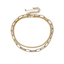 스네이크목걸이 뱀줄목걸이 18k 14k 실버 두줄 목걸이 IngeSight.Z 펑크 멀티 레이어 플랫 블레이드 스네이