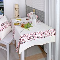 셜린 면 자수 테이블커버 8인용140x240cm, 없음