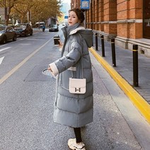여성 학생 롱패딩 점퍼 어 버전의 느슨하고 폭발적인 패딩 재킷 겨울 섹션 무릎 아래