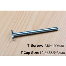 미니 알루미늄 합금 T-트랙 슬롯 마이터 트랙 지그 고정 장치 T-슬롯 목공 프레스 보드 클램프 T 나사 슬라이더 압력 블록, [08] 1Pc T Screw