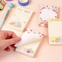 스밋코구라시 캐릭터 떡메모지 귀여운 학용품 문구 직사각 떡메 메모패드, A. Pink