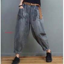 리앤킴 여성 봄 여름 포켓 데님 배기 팬츠 L988