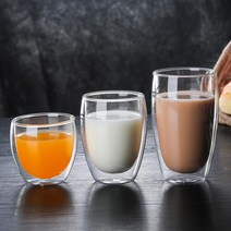 DFMEI 고붕소 유리컵 주스컵 멀티사이즈 물컵 이중컵입니다, 250ml