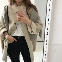 고등학생코트 봄가을 베이직 학생 더플 두꺼운 루즈핏 모직코트
