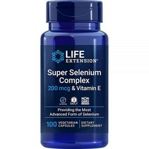 Life Extension 비타민 E가 함유된 슈퍼 셀레늄 복합체 세포 건강 및 장수 지원 글루텐 프리 GMO 채식주의자 100캡슐 미국직송 334538