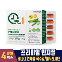 원어데이 프리미엄 인지질 100% 식물성 대두 레시틴 포스파티딜콜린 캐나다 완제품 직수입, 4박스, 90캡슐