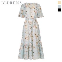 블루레이스 블루레이스 V넥윙소매플라워롱원피스_B3M1OP3561