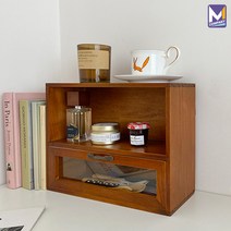 M컴퍼니 2단 주방선반 미니 원목 주방수납장 양념통 접시 정리대 월넛 우드 [TR465-S03], 30*11*24