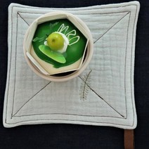 디케이홈 데코 3중 요루거즈 티코스터 3종 2장 1set, 민트 나뭇잎