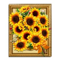 FASEN diy보석십자수 캔버스 형액자 세트 40cm x 50cm, AYW-70해바라기 5입니다