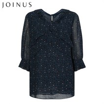 조이너스 호피무늬 러플카라 블라우스-JF19RB0302750A