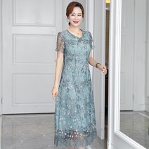 수입 명품 중년 여름원피스 50대 60대 엄마옷 결혼식 하객룩 어머니 드레스 여름 자수 웨딩 50대 60대