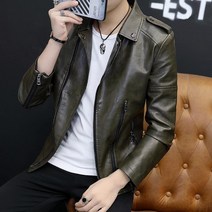 남성 가죽 자켓 봄 가을 유행 슬림 pu 원단 청년 재킷 할리데이비슨 라이더 패션 룩