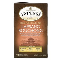 Twinings 100％ 순수 홍차 랍상소우총 티백 20개 40g(1.41oz)