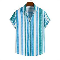 Men Summer Hawaii Lapel Top Printed Turndown Collar Loose Tops Short Sleeved Shirt Fashion Formal