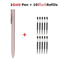 샤오미-BEIFA 메탈 젤 잉크 펜 0.5MM 회전 블랙 스위스 리필 비즈니스 서명 caneta 학교 사무실 문구 용품, 1Pink 10Black Ink