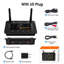 DAC 컨버터 블루투수 리시버 동글이 수신기 LDAC 1Mii B03Pro 블루투스 5.0 송수신기 aptX LL HD CSR8675 HiFi 32bit 3.5mm Aux 어댑터, [01] 블루투스 v5.0, [02] With EU Plug