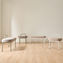 디미뇽 원형 선물용 패브릭 1인용 화장대 의자 인테리어 디자인 화장대 스툴의자, 화이트 베이지