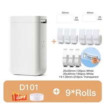 네임스티커프린터 스티커라벨기 바코드생성기 휴대용 포켓 라벨 제조기 미니 무선 잉크 홈, d101-9 롤 혼합