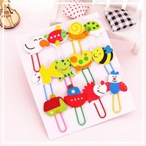 12P 귀여운 동물캐릭터 팝업 책갈피 북마크 수납 오피스 고정 종이집게 만들기 묶음 메모 클립