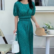 디작소 여성 여름 하즌 플라워 스모크 롱 원피스