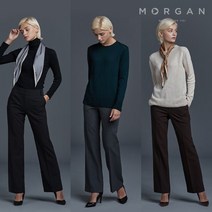 모르간 MORGAN 시그니처 울 팬츠 브라운
