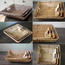 하코야 PVC라탄바구니st(3P) 수납 바구니-수공예, 라운드, 1개