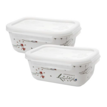 젠 메도우플라워 직사각 밀폐용기 대/H 1155ml, 4개입, 용기 2p