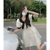 쉬폰 키작녀 격식있는 걸리쉬 여름 얌전한 미니 원피스 아방한 결혼식 30대 시원한 SY